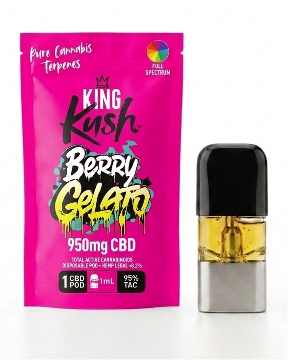 King Kush Berry Gelato pod and pouch
